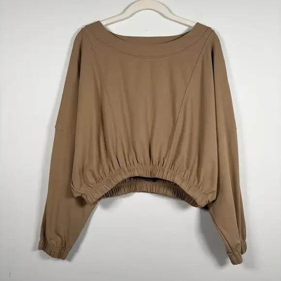 Balance Athletica Neutral Tan Oversized Elastic Cinch Waiset Outlander Pullover - Picture 1 of 9